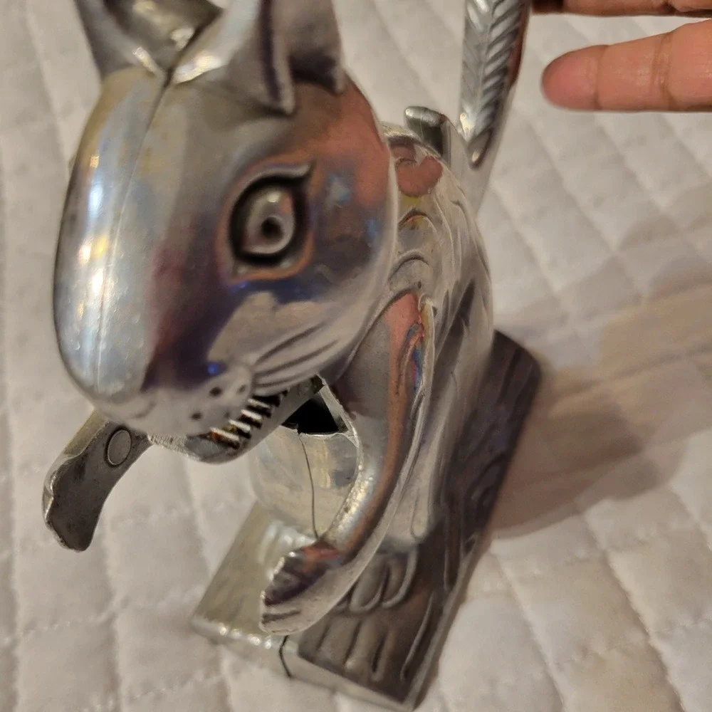 VTG Squirrel on Log Nutcracker Aluminum Metal Collectible Fun Cute Whimsical 90s